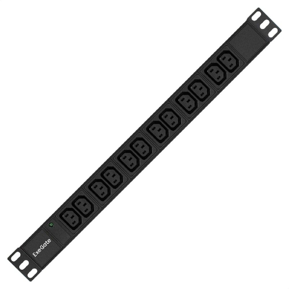 Exegate EX280865RUS Блок розеток ExeGate ServerPro PDU-19H007 Al-12C13-C20, 19",1U,алюм, 12 IEC 320 C13, С20