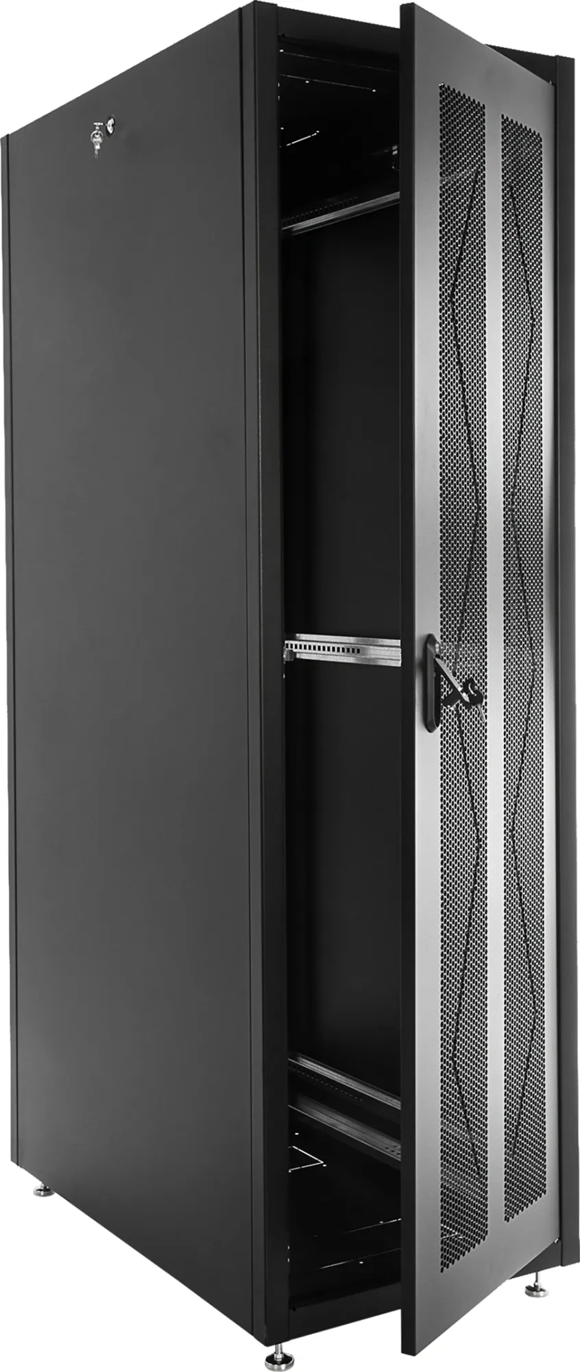ЦМО Шкаф телекоммуникационный напольный ЭКОНОМ 42U (600 x 1000) дверь перфорированная 2 шт., цвет черный (ШТК-Э-42.6.10-44АА-9005)