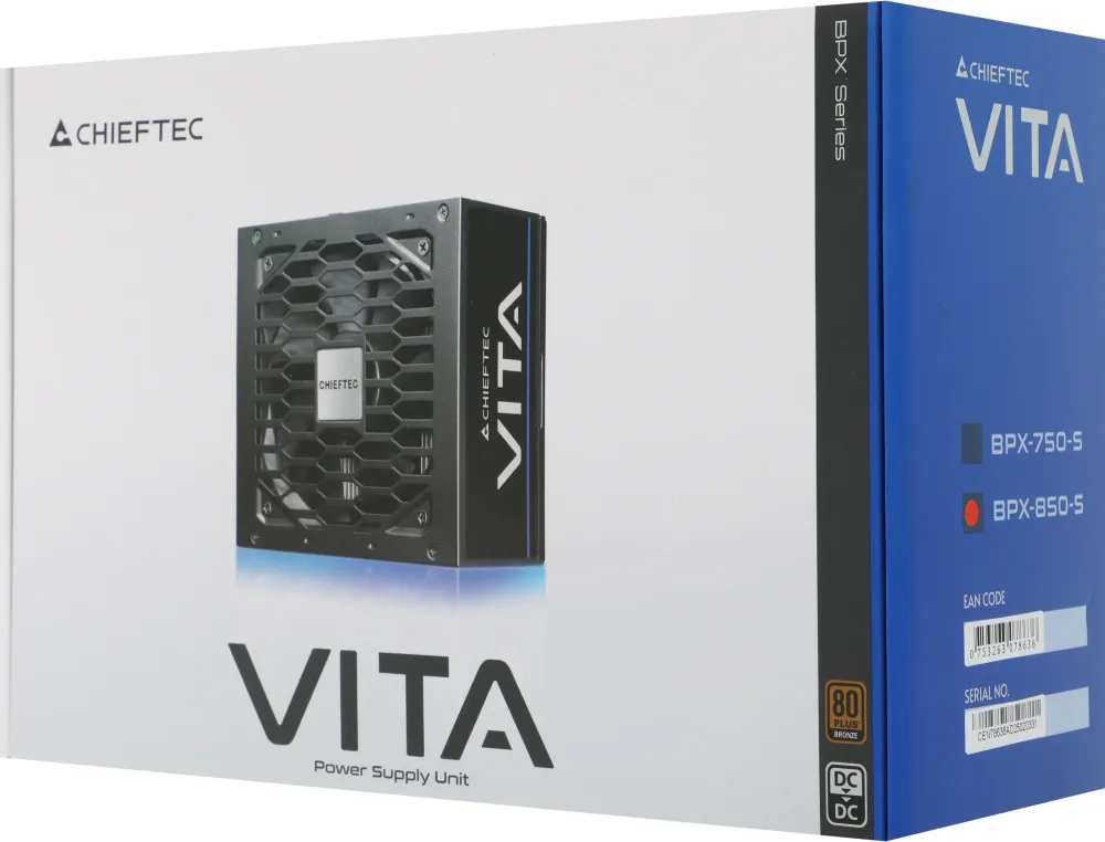 Блок питания Chieftec ATX 850W Vita BPX-850-S 80+ bronze (20+4pin) APFC 120mm fan 6xSATA RTL