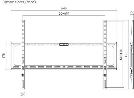 Кронштейн для телевизора Ultramounts UM823 черный 37"-86" макс.45кг настенный фиксированный