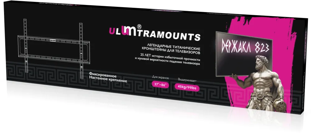 Кронштейн для телевизора Ultramounts UM823 черный 37"-86" макс.45кг настенный фиксированный