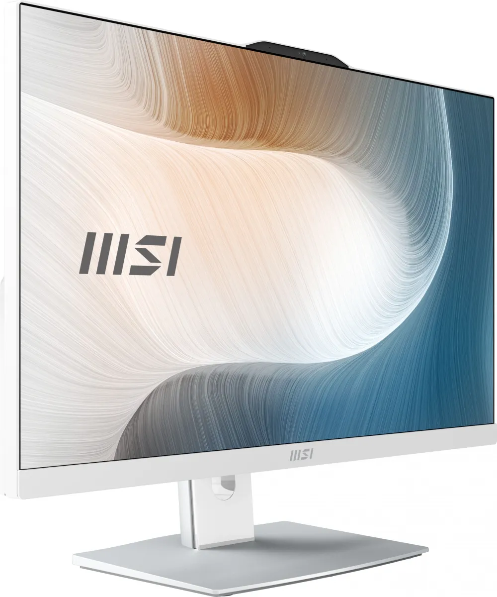 Моноблок MSI Modern AM242P 1M-1020XRU 23.8" Full HD Core 7 150U (1.8) 16Gb SSD512Gb Graphics без ОС GbitEth WiFi BT 120W клавиатура мышь Cam белый 1920x1080