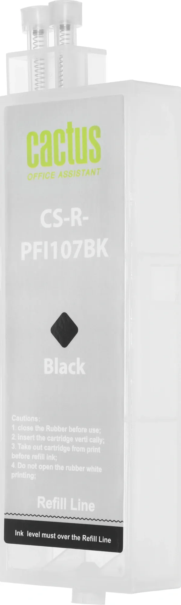 Картридж перезаправляемый струйный Cactus CS-R-PFI107BK черный (260мл) для Canon imageProGRAF iPF670/680/685/770/780/785 без чипа