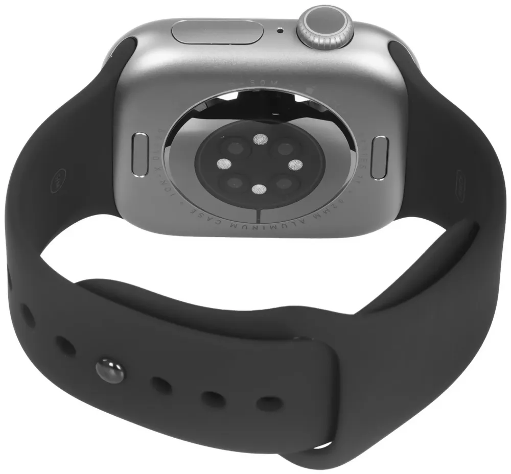 Смарт-часы Apple Watch Series 11 A3331 42мм OLED корп.серый космос Sport Band рем.черный разм.брасл.:M/L (MEQX4LW/A)