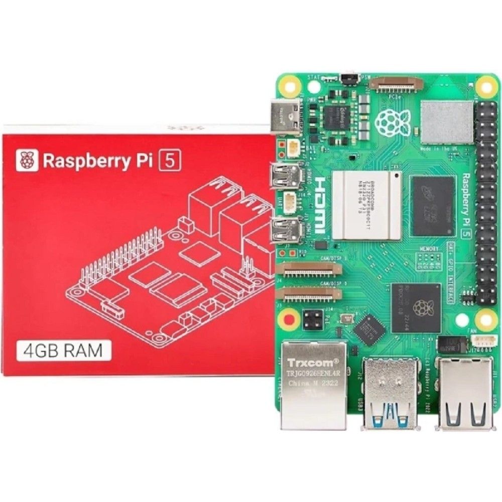Микрокомпьютер Raspberry Pi 5 4Гб Broadcom BCM2712 четырехъядерный 64-разрядный процессор Arm Cortex-A76 CPU 2,4 ГГц,  (46054 )