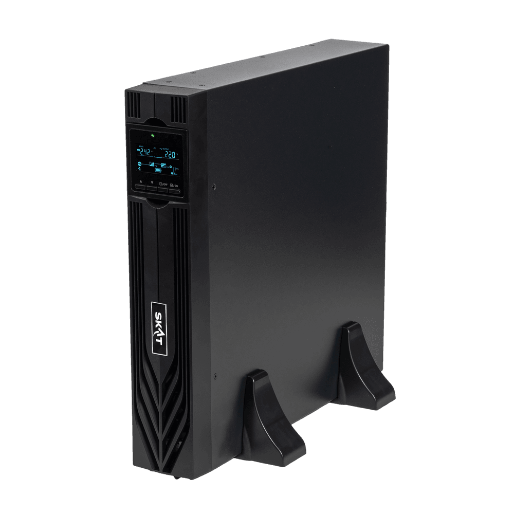 Источник бесперебойного питания (8764) SKAT-UPS 1500-RACK-ON-3X9 P3 - ИБП 1500 Вт, On-Line, синус, встр. АКБ 36В (3x9Ач), 2хSchuko