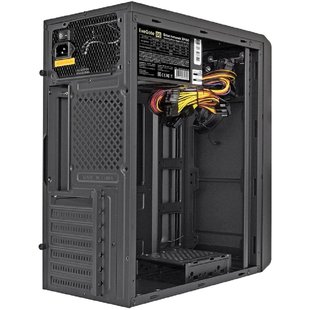 Exegate EX283072RUS Корпус Miditower ExeGate XP-332 Black, ATX, <XP450, Black,120mm>, 2*USB, Audio