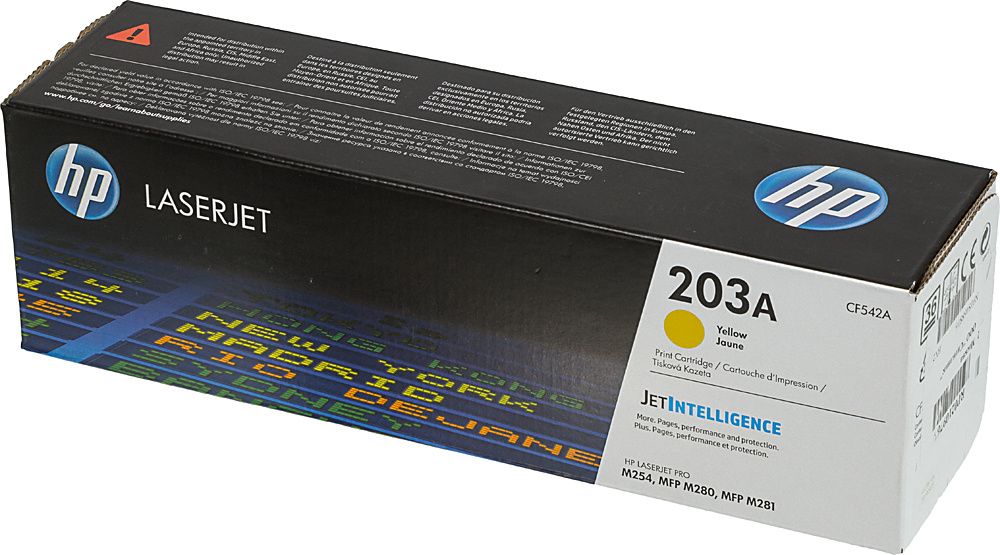Картридж лазерный HP 203A CF542A желтый бар.в компл. (1300стр.) для HP M254/280/281