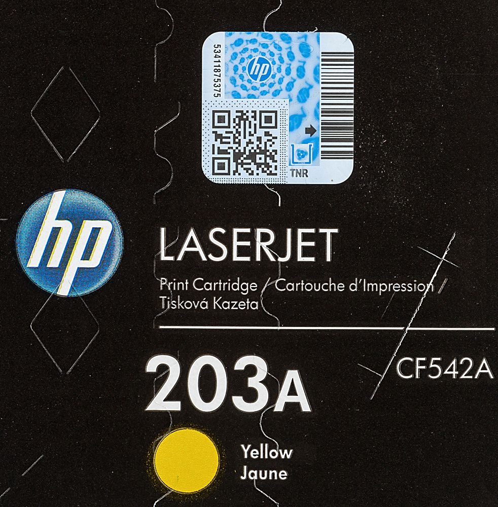 Картридж лазерный HP 203A CF542A желтый бар.в компл. (1300стр.) для HP M254/280/281
