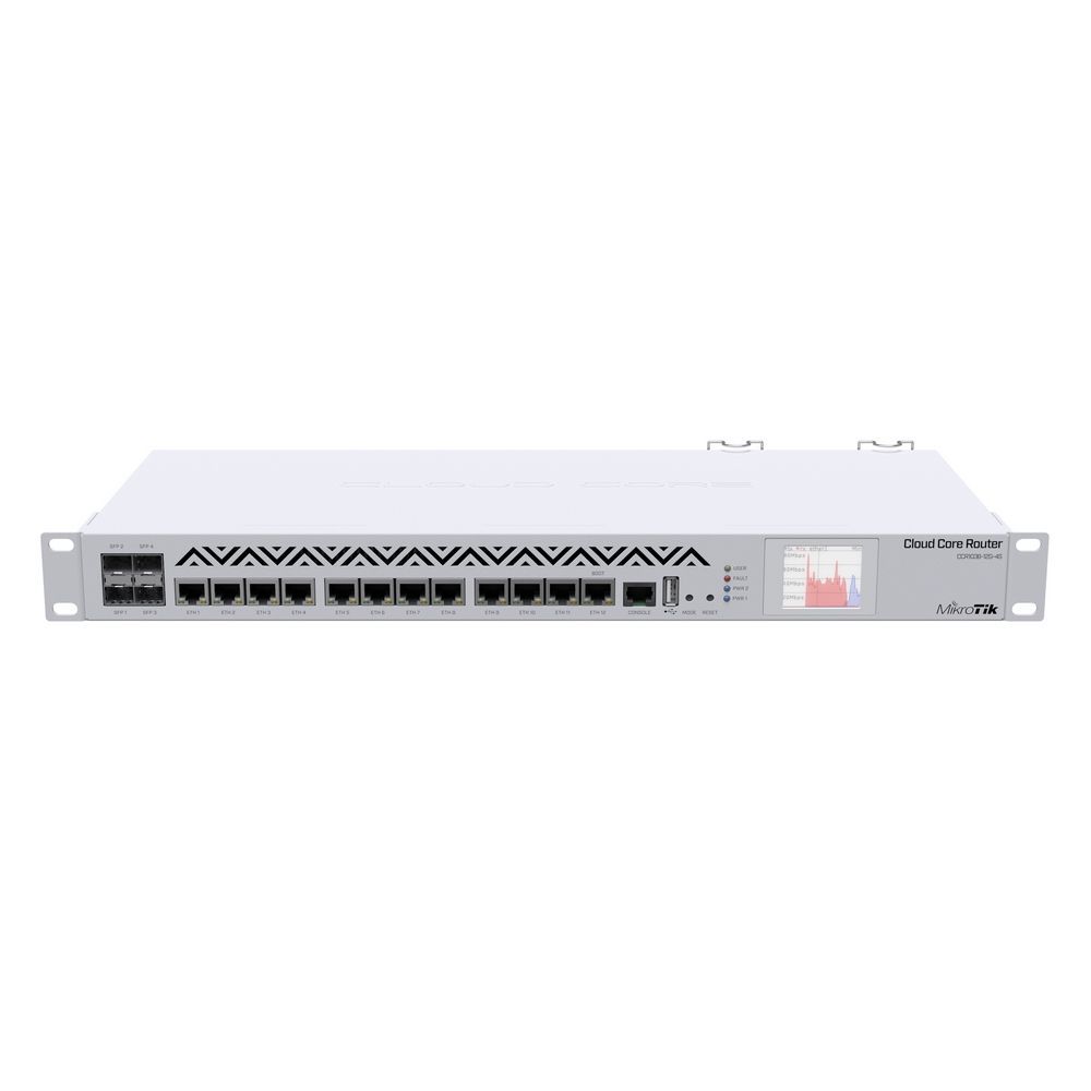 Маршрутизатор MIKROTIK CCR1036-12G-4S R2 Cloud Core Router 1036-12G-4S with Tilera Tile-Gx36 CPU (36-cores, 1.2Ghz per core), 4GB RAM, 4xSFP cage, 12xGbit LAN, RouterOS L6, 1U rackmount case, Dual PSU, LCD panel, r2 version