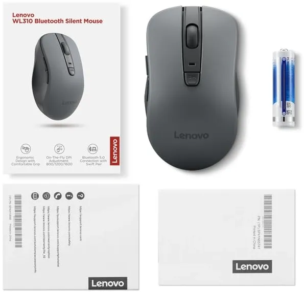 Мышь Lenovo WL310 Bluetooth Silent черный оптическая 1600dpi silent беспров. 5but (GY51Q65621)