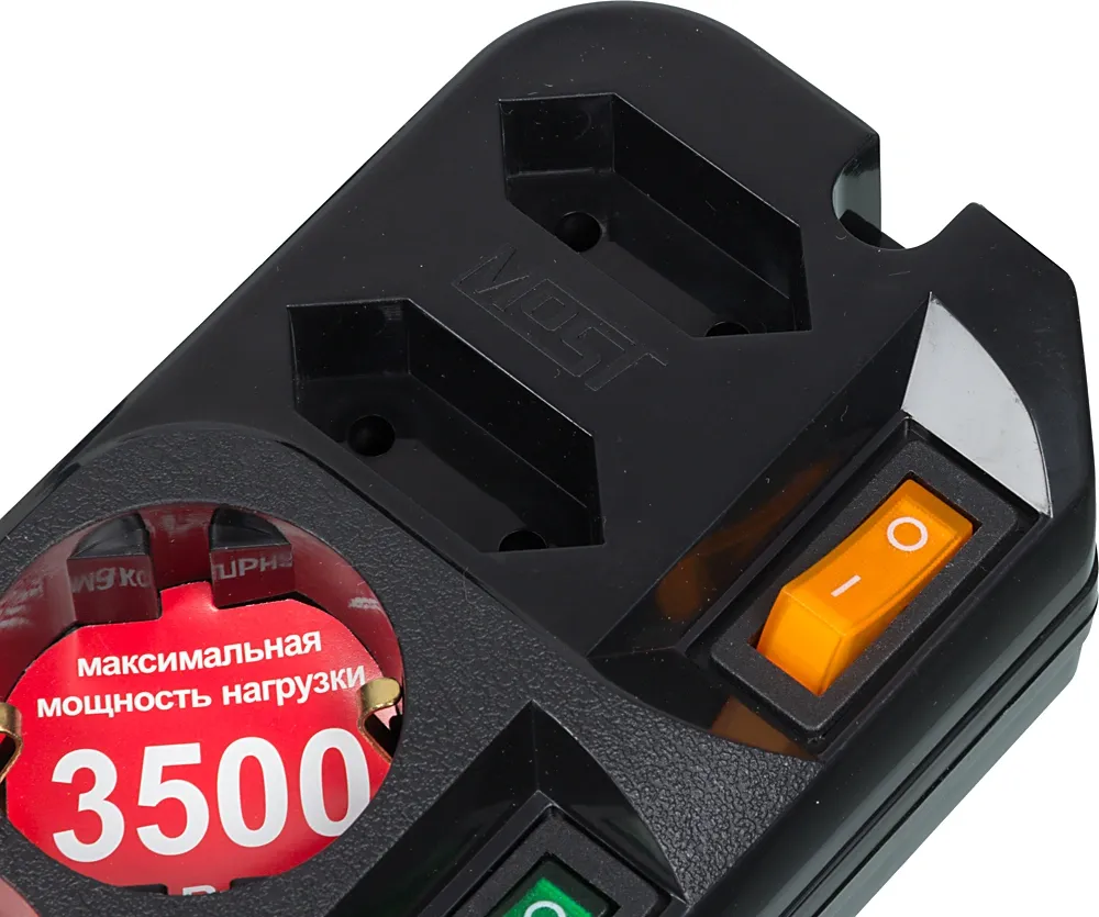 Сетевой удлинитель Most A16 1.6м (6 розеток) черный (коробка)