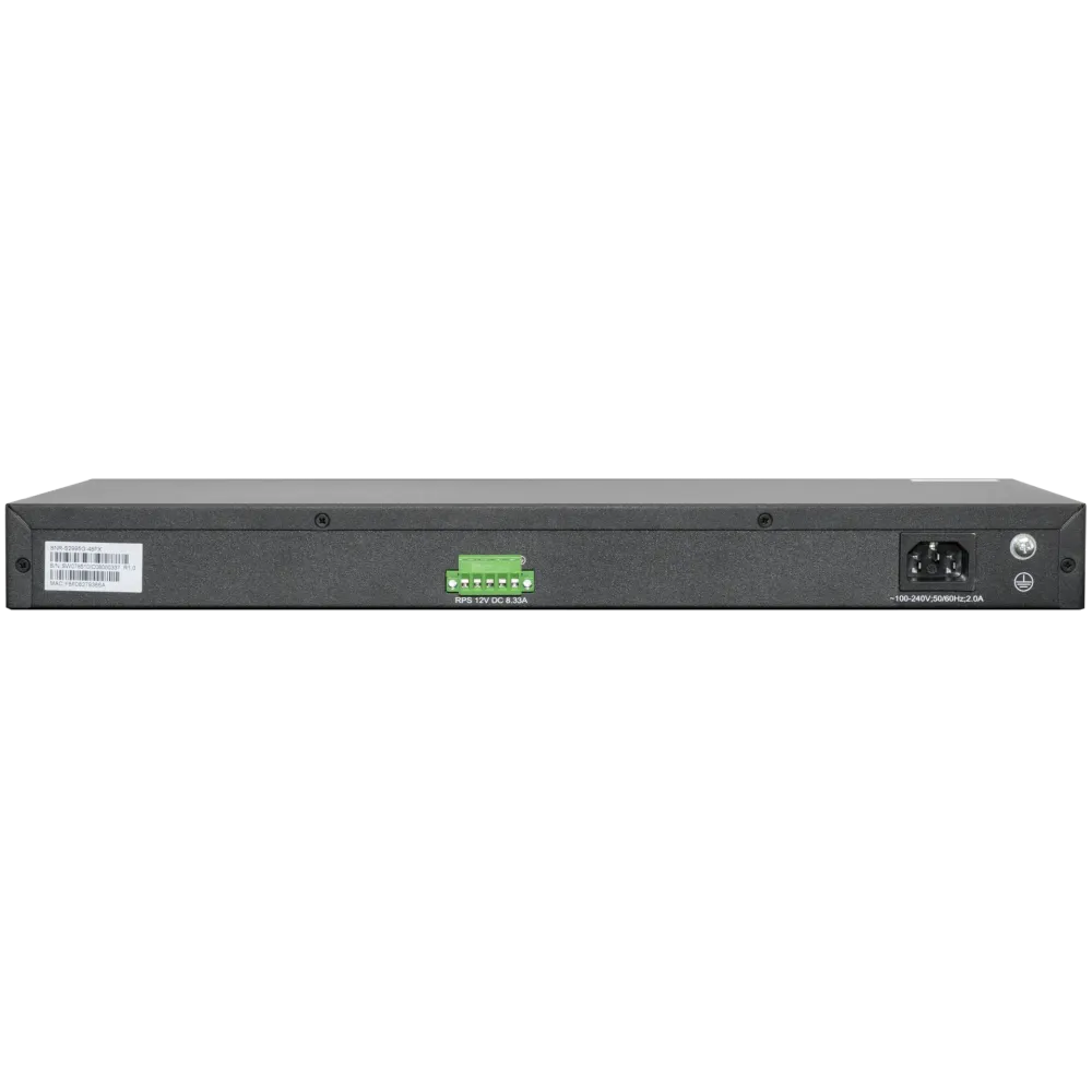 SNR SNR-S2995G-48FX-DC Управляемый коммутатор уровня 3, 48 портов 100/1000Base-X SFP, 4 порта 1/10G SFP+, встроенный БП ~220V AC, RPS 48-60V DC