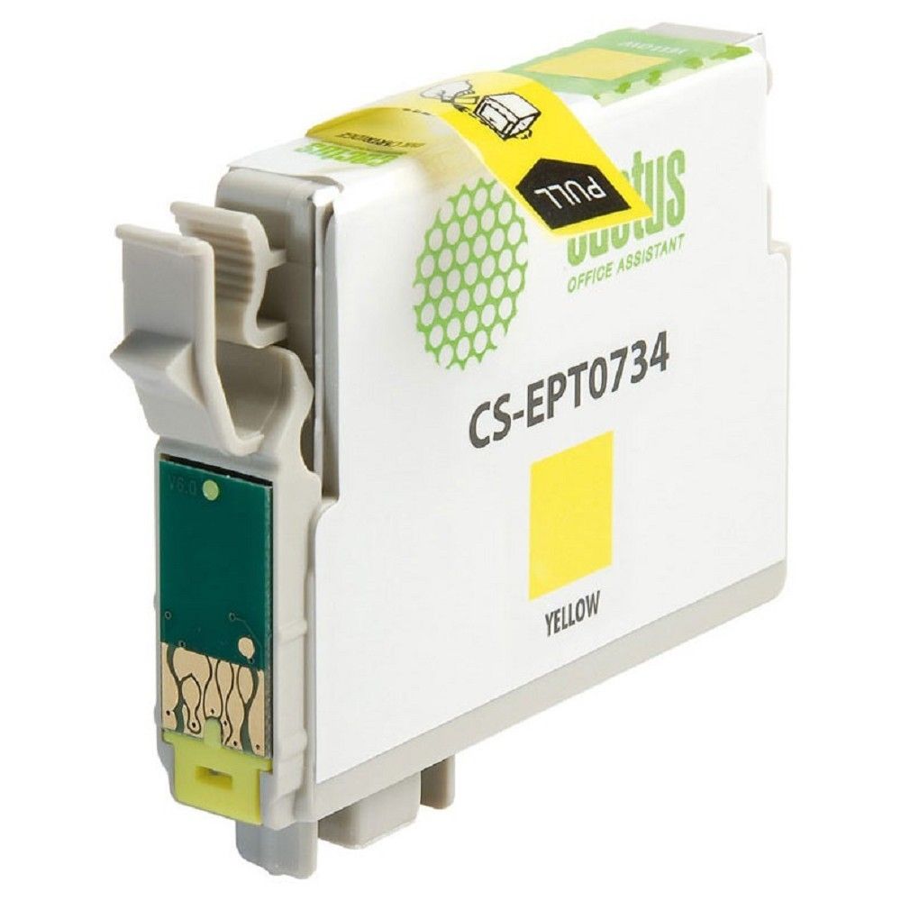 Картридж струйный Cactus CS-EPT0734 T0734 желтый (11.4мл) для Epson Stylus С79/C110/СХ3900/CX4900/CX5900/CX7300/CX8300/CX9300 с чипом