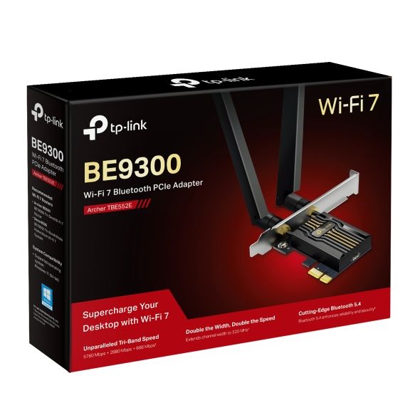TP-Link Archer TBE552E BE9300 Трехдиапазонный беспроводной PCI Express-адаптер Wi-Fi 7 с поддержкой Bluetooth 5.4