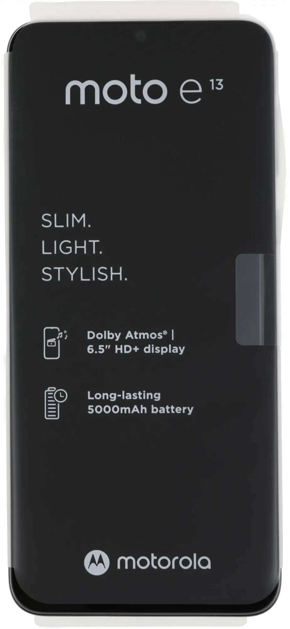 Смартфон Motorola XT2345-3 E13 64Gb 2Gb черный моноблок 3G 4G 2Sim 6.5" 720x1600 Android 13 13Mpix 802.11 a/b/g/n/ac GPS GSM900/1800 GSM1900 Protect microSD max1024Gb