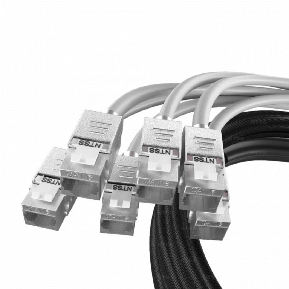 NTSS Кабельная сборка NTSS PREMIUM 6pc, FTP CAT6, оконцована разъемами KEYSTONE RJ45 FTP CAT6, заделка в чулке, вывод 0.6м, длина 2м, LSZH, серый NTSS-PC-PM-6-FTP-RJ45KJ-6-S-0.6-2.0-LSZH-GY