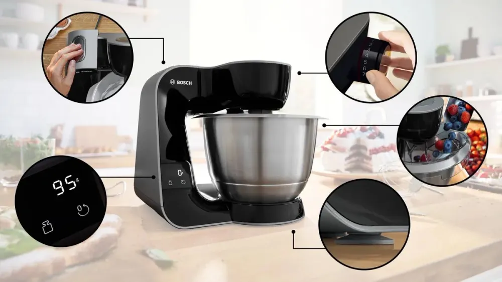 Кухонная машина Bosch Mum5 MUM5X планетар.вращ. 1000Вт черный/серый