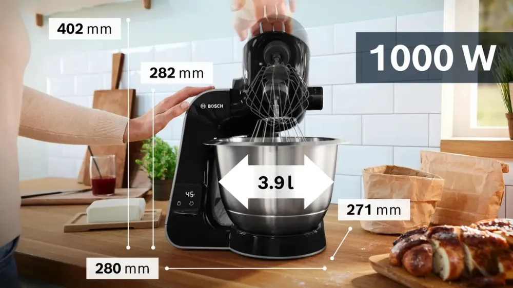Кухонная машина Bosch Mum5 MUM5X планетар.вращ. 1000Вт черный/серый