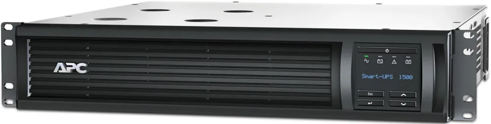 Источник бесперебойного питания APC Smart-UPS 1500VA/1000W, RM 2U, Line-Interactive, LCD, Out: 220-240V 4xC13 (2-Switched), SmartSlot, USB, SmartConnect, Black, 1 year warranty (замена SMT1500RMI2U)