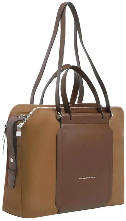 Деловая сумка женская Piquadro Lyra BD4574W92T/CU с отделением для ноутбука 14" коричневая ткань/натур.кожа