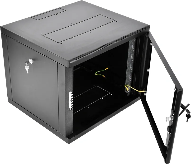 Шкаф коммутационный ЦМО (ШРН-М-9.500-9005) настенный 9U 600x520мм пер.дв.стекл 130кг черный 456мм 19.35кг 180град. 480мм IP20 сталь