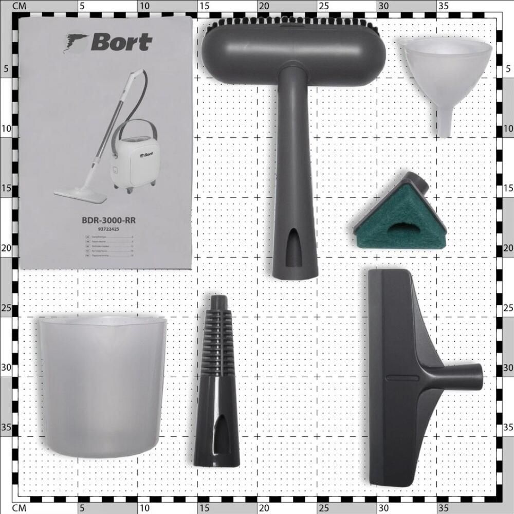 Bort ПАРООЧИСТИТЕЛЬ BDR-3000-RR  {Мощность 1650 Вт; Макс 4 бар; подача пара 45 г/мин; Температура 143 °С; Емкость бачка 1200 мл гарантия 2 г} [93722425]