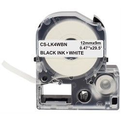 Картридж ленточный Cactus CS-LK4WBN LK-4WBN черный на белом 12x9 для Epson LW300/LW400/LW700/LW600P/LW1000P/K400/Z700/Z900 без чипа