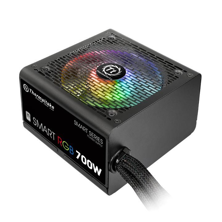 Блок питания Thermaltake ATX 700W Smart RGB 700 80+ white (20+4pin) APFC 120mm fan color LED 6xSATA RTL
