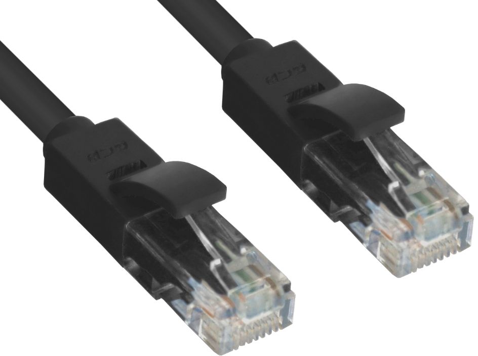 GCR Патч-корд прямой 10.0m UTP кат.5e, черный, 24 AWG, литой, ethernet high speed 1 Гбит/с, RJ45, T568B