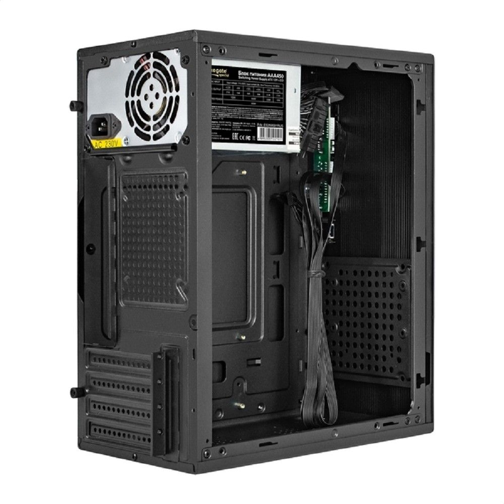 Exegate EX299072RUS Корпус Minitower ExeGate BAA-308M-AAA450 (mATX, БП AAA450 с вент. 8см, 2*USB, HD Audio, черный)