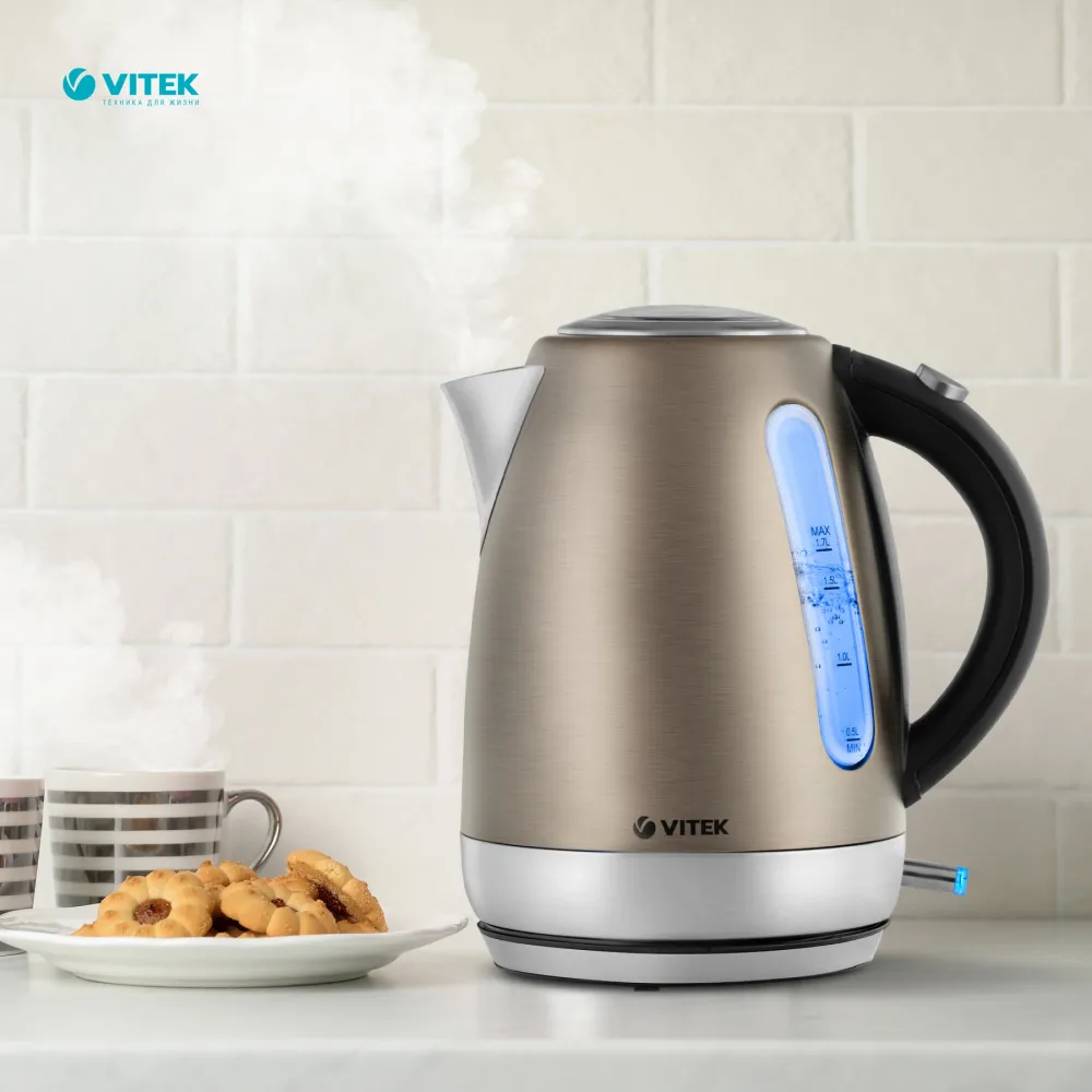 Чайник электрический Vitek VT-7025 1.7л. 2100Вт бронзовый корпус: металл/пластик