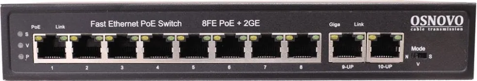 Коммутатор Osnovo SW-20820(120W) (L2) 8x100Мбит/с 2x1Гбит/с 8PoE 120W неуправляемый