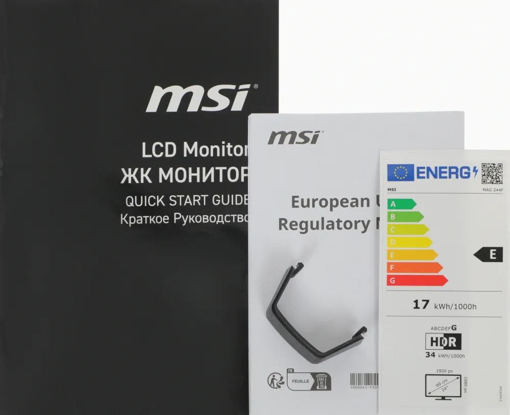 Монитор 23.8" MSI MAG 244F Rapid IPS, 1920x1080, 200Hz, 0,5ms, 300сd/m, 1000:1, HDR | HDMI(2.0b), DP(1.2a) | ExPSU, Vesa 100, Black