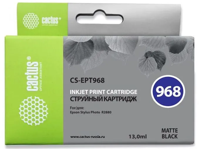 Картридж струйный Cactus CS-EPT968 T0968 черный матовый (13мл) для Epson Stylus Photo R2880 с чипом
