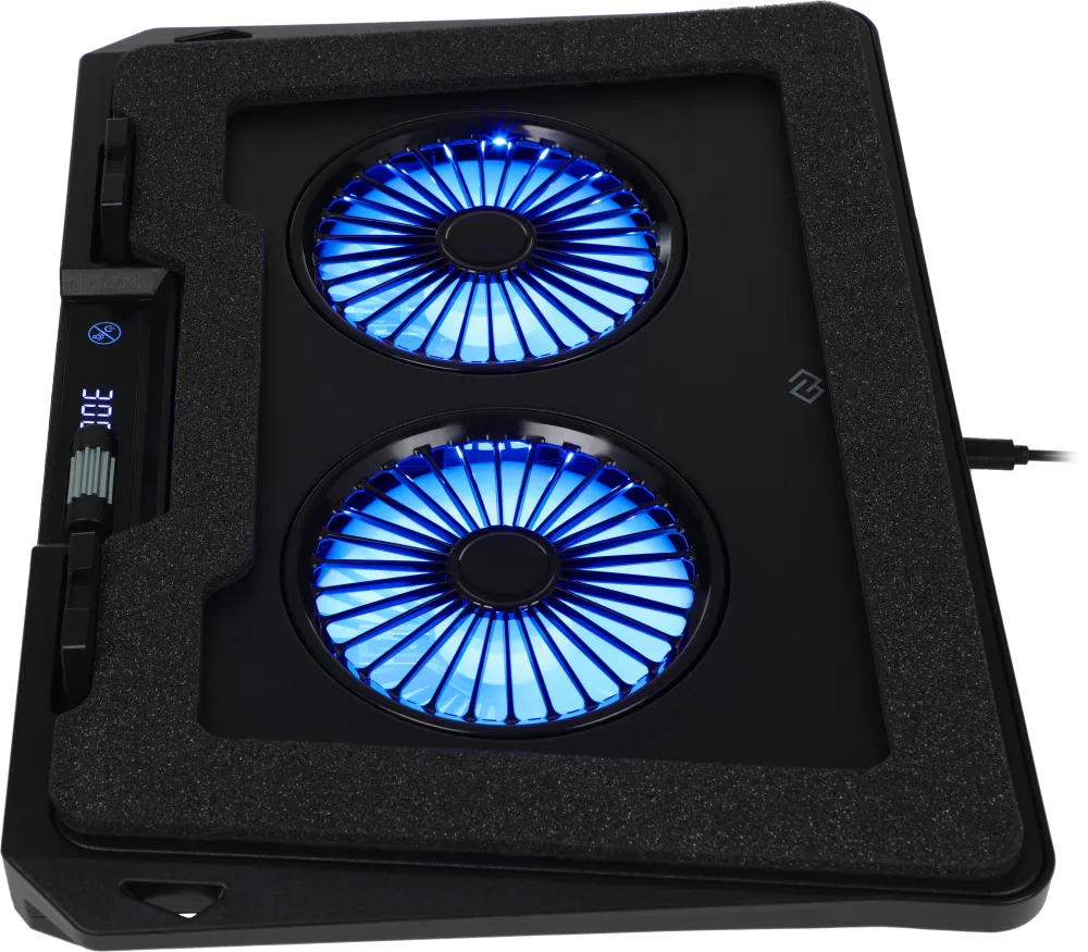 Подставка для ноутбука Digma D-NCP170-2x110RGB 18" 400x288x45мм 52дБ 2xUSB 2x 110ммFAN 1250г Fan-control металл/пластик черный