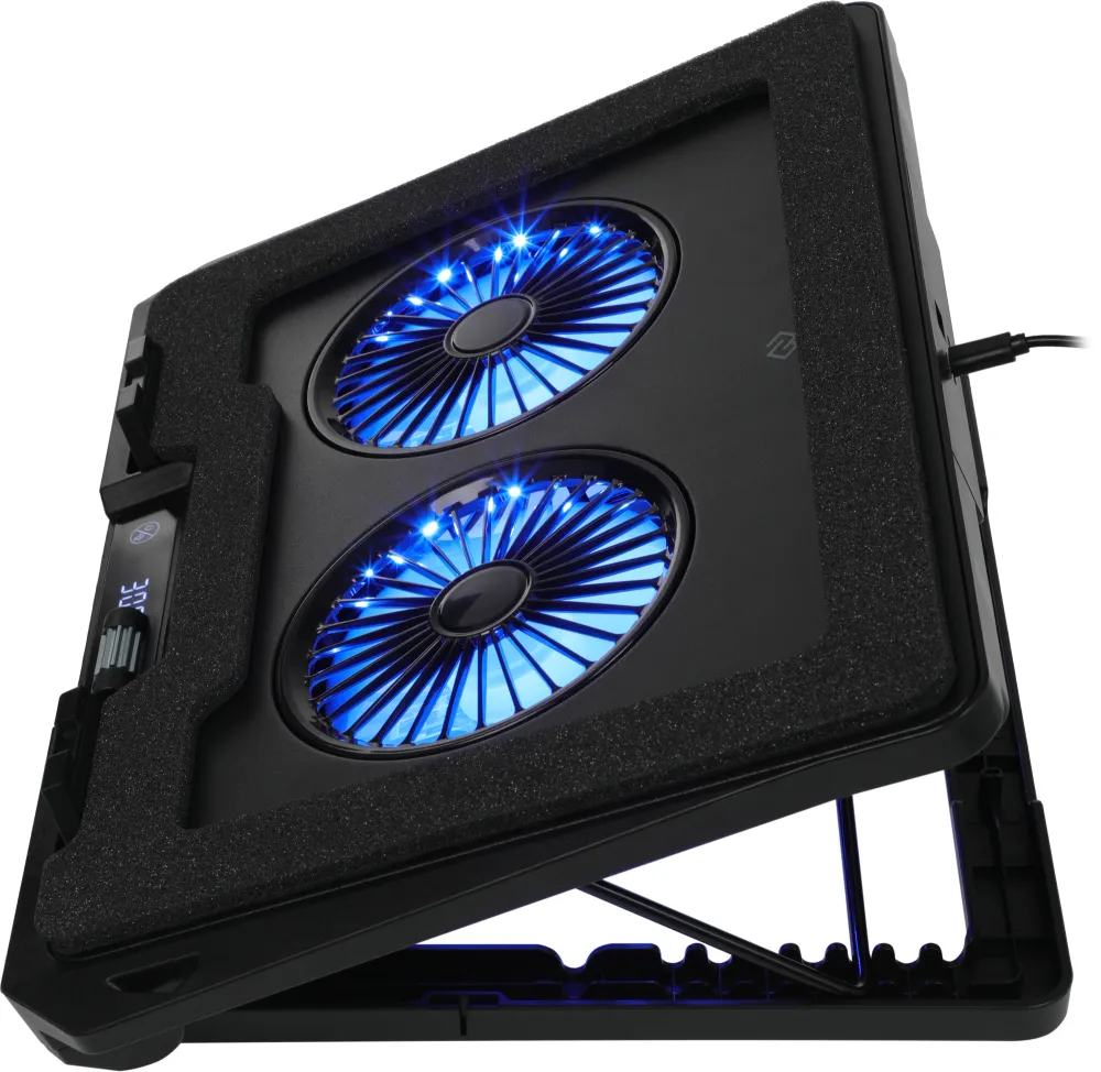 Подставка для ноутбука Digma D-NCP170-2x110RGB 18" 400x288x45мм 52дБ 2xUSB 2x 110ммFAN 1250г Fan-control металл/пластик черный