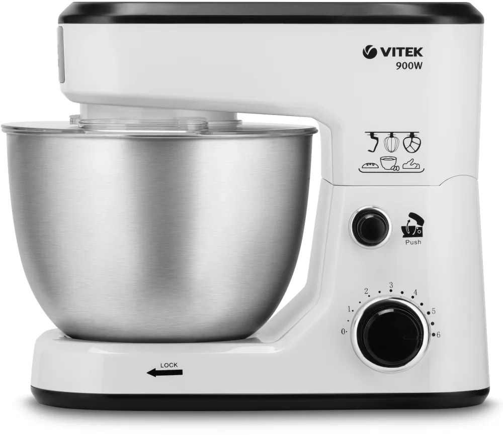 Кухонная машина Vitek VT-1438 планетар.вращ. 900Вт белый/черный