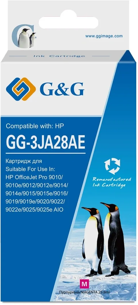 Картридж струйный G&G GG-3JA28AE 963XL пурпурный (25.8мл) для HP OfficeJet Pro 9010/9010e/9012/9012e/9014/9014e/9015/9015e/9016/9019/9019e/9020/9022/9022e/9025/9025e AIO с чипом