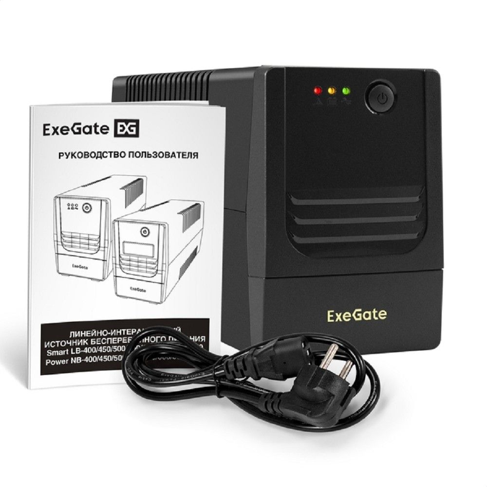 Exegate EX299621RUS ИБП ExeGate Power NB-400.LED.AVR.4C13 (400VA/240W, LED, AVR, 4*C13, батарея 12V 4.5Ah, Black)