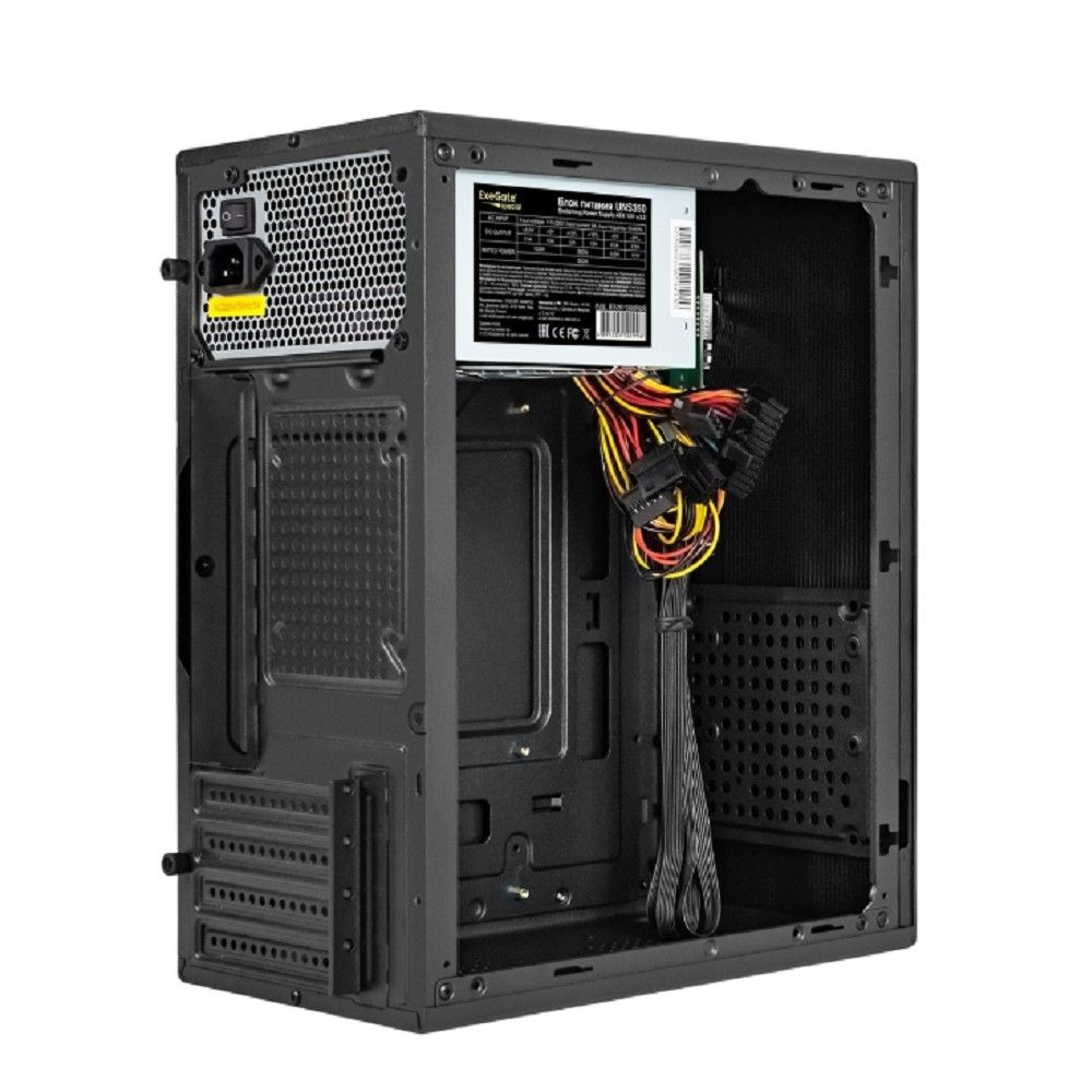 Exegate EX299216RUS Корпус Minitower ExeGate BAA-303M-UNS350 (mATX, БП UNS350 с вент. 12см, 2*USB, HD Audio, черный)
