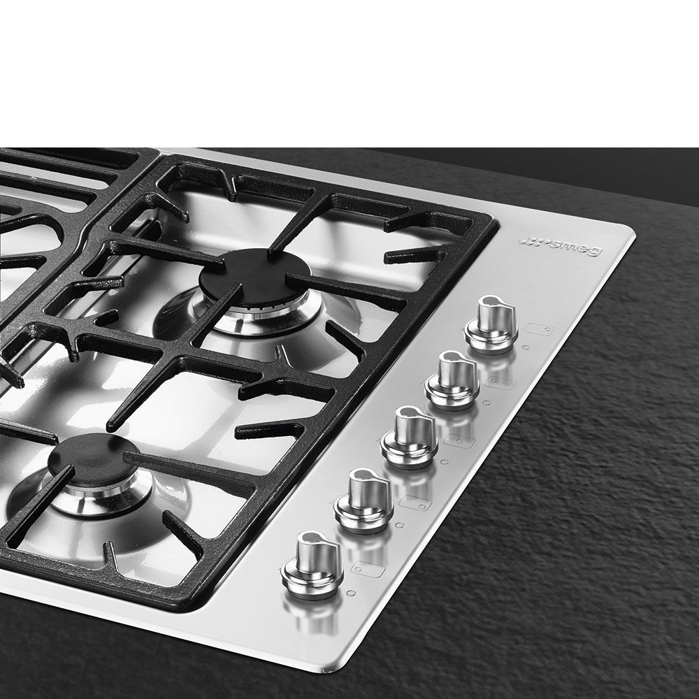 Встраиваемые газовые панели SMEG/ Газ,  Газовая варочная панель, 87 см,нержавеющая сталь/ фурнитура Linea и Classica в комплекте