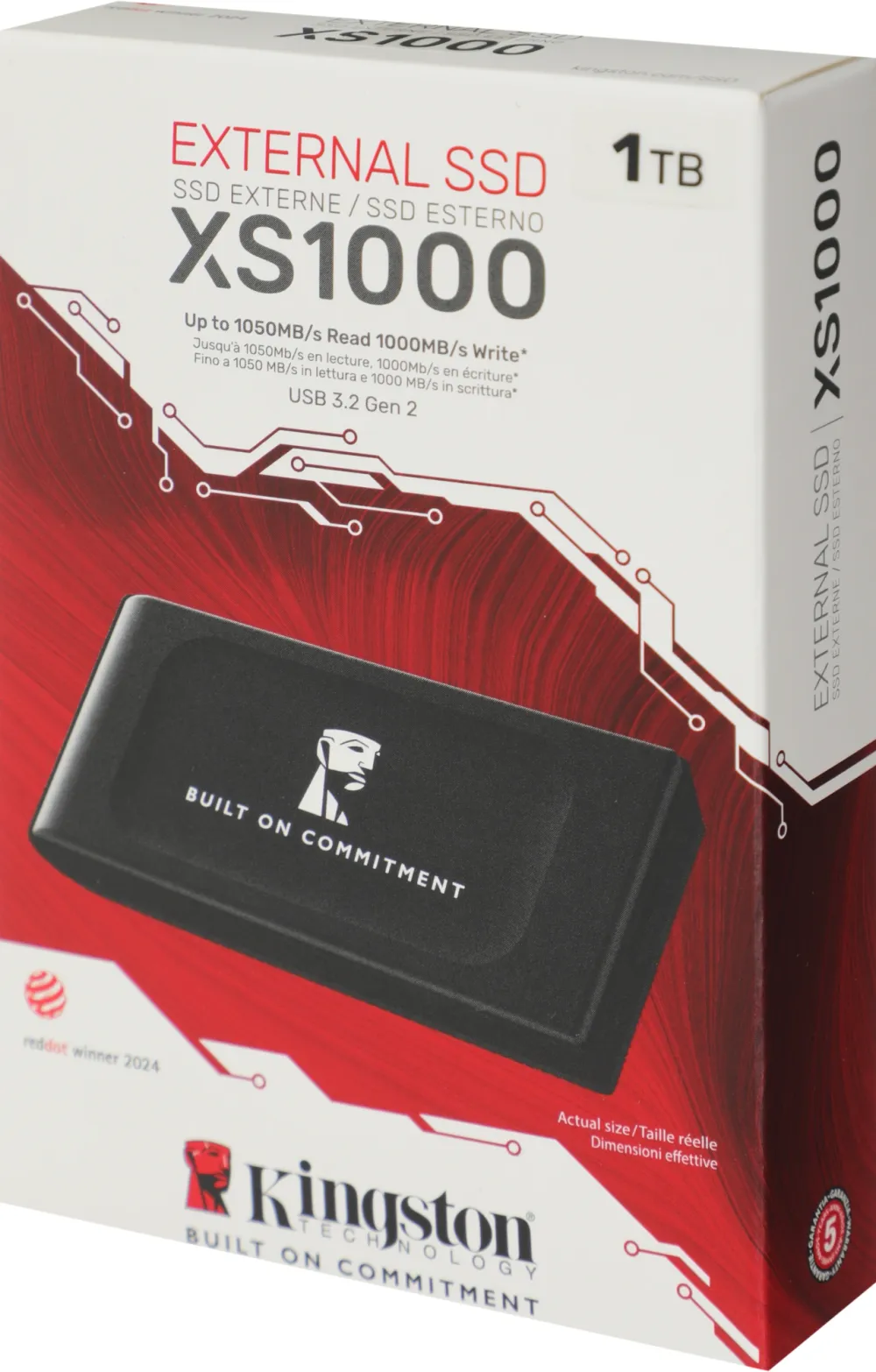 Твердотельный накопитель SSD Kingston 1TB XS1000 Series SXS1000/1000GA USB3.2 Gen2, Type-C, up to 1050/1000Mbs, 3D TLC