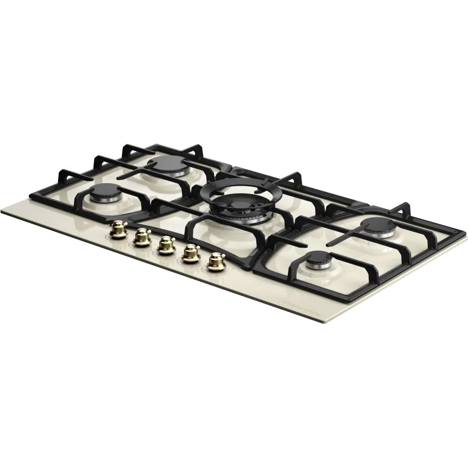 Варочная поверхность Kuppersberg/ KITCHEN RETAIL / Варочная поверхность Kuppersberg, газ, Classic, 86 см, автоматический электроподжиг, газ-контроль, форсунки под сжиженный газ, SABAF конфорки, чугунные решетки, WOK подставка, цвет бежевый, цвет фурнитуры