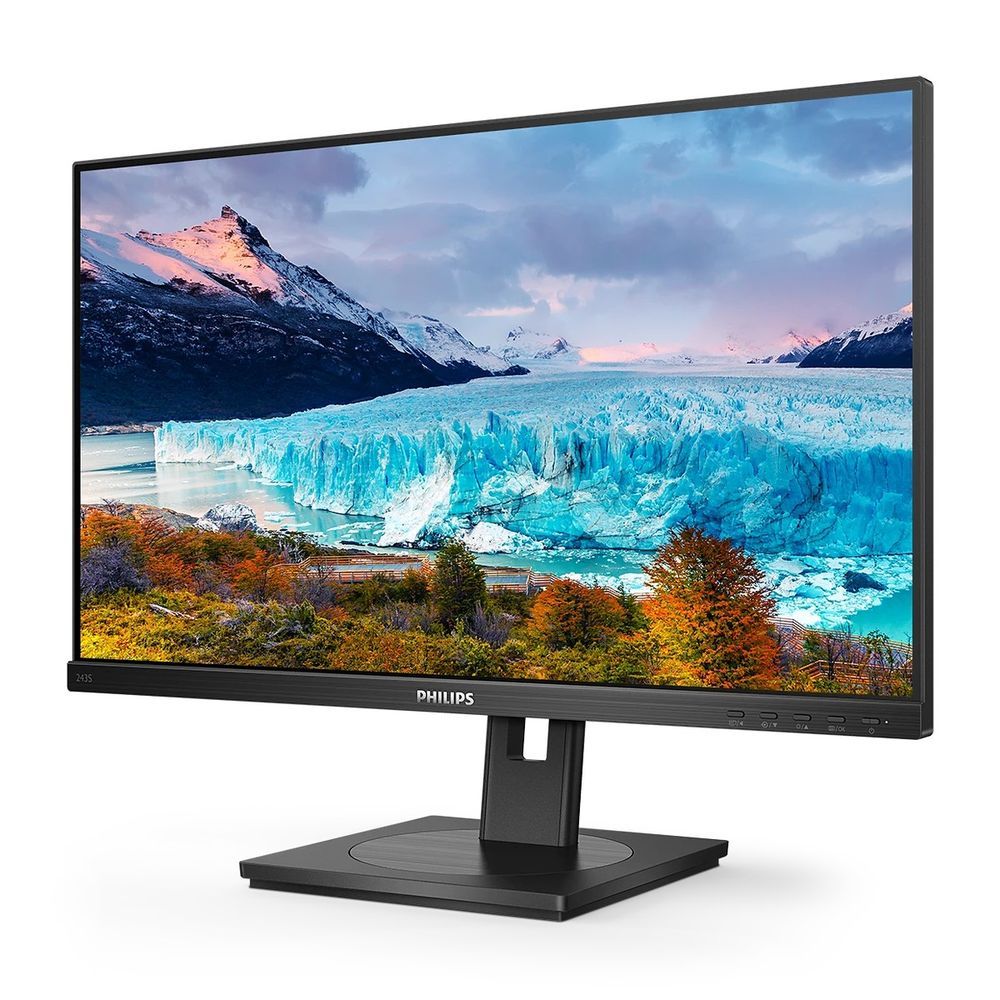 Монитор 23.8" PHILIPS 243S1 IPS, 1920x1080, 75Hz, 4ms, 300сd/m, 1000:1 | HDMI(1.4), DP(1.2), Type-C(PD-65W), 4xUSB | HAS, Pivot, Swivel, InPSU, Speakers, Vesa 100, Black