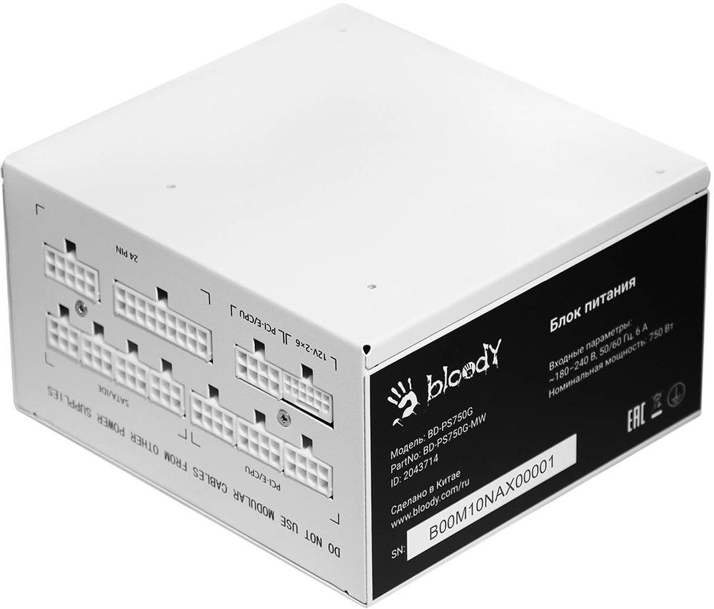 Блок питания Bloody ATX 750W BD-PS750G 80+ gold (20+4pin) APFC 120mm fan 6xSATA Cab Manag RTL