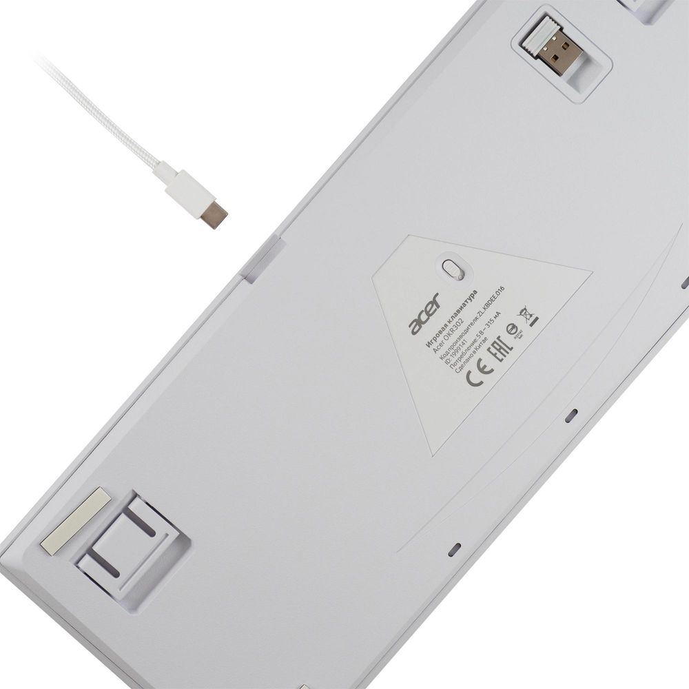 Клавиатура Acer OKR302 механическая белый USB беспроводная BT/Radio for gamer LED (ZL.KBDEE.016) кабель 1.6м