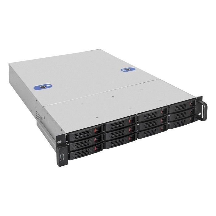 Exegate EX293408RUS Серверный корпус ExeGate Pro 2U660-HS12 <RM 19", высота 2U, глубина 660, БП 2U-1000ADS, 12xHotSwap>
