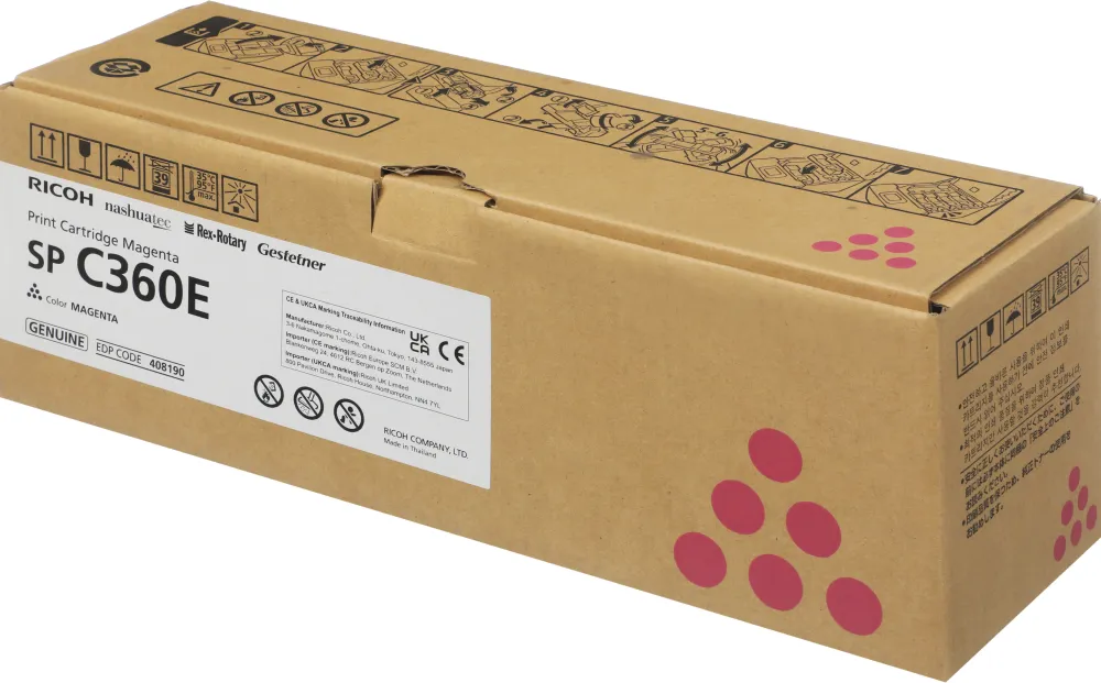 Картридж лазерный Ricoh SP C360E 408190 пурпурный (1500стр.) для Ricoh SP C360DNw/C360SNw/C360SFNw/C361SFNw