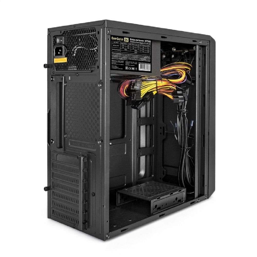 Exegate EX287375RUS Корпус Miditower ExeGate XP-332UC-XP500 (ATX, XP500 с вент. 12см, 2*USB3.0+1*TypeC, аудио, черный)